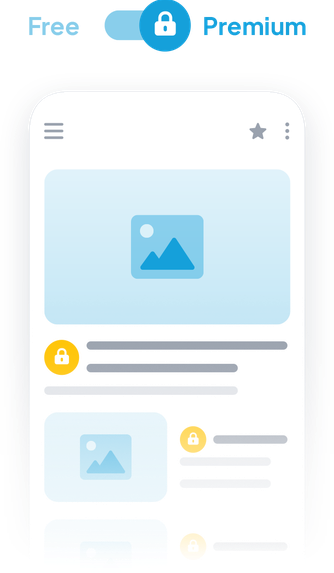 App mobile affichant une icône de verrou pour distinguer contenu premium de contenu gratuit.